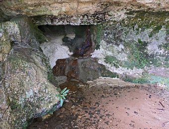 La résurgence principale  Le ruisseau était à son niveau d'étiage lors de la visite