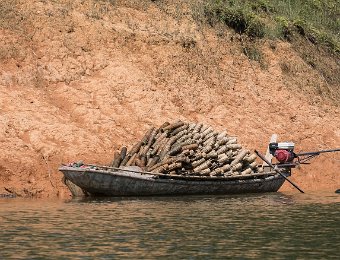 Pêcheur de crevette d'eau douce  Les nasses à crevettes se récupèrent en plongée
